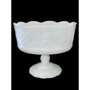 Vintage E.O. Brody Co. Milk Glass Pedestal Bowl Made in USA 5.5" x 6.5"